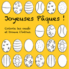 Oeufs à colorier pour un Pâques amusant